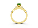 Yellow gold Pear Cut Peridot  Halo Twist Band Solitaire Prong Setting Ring_27