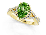 Yellow gold Pear Cut Peridot  Halo Twist Band Solitaire Prong Setting Ring_43
