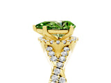 Yellow gold Pear Cut Peridot  Halo Twist Band Solitaire Prong Setting Ring_47