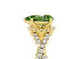 Yellow gold Pear Cut Peridot Halo Twist Band Solitaire Prong Setting Ring_5