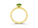 Yellow gold Pear Cut Peridot Milgrain Pavé Engagement Ring with Four-Prong Setting_3