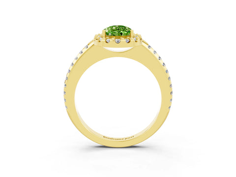 Yellow gold Pear Cut Peridot Pavé Halo Ring with Four-Prong Setting_15