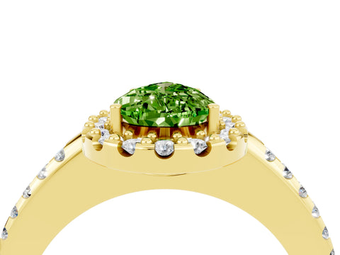 Yellow gold Pear Cut Peridot Pavé Halo Ring with Four-Prong Setting_16