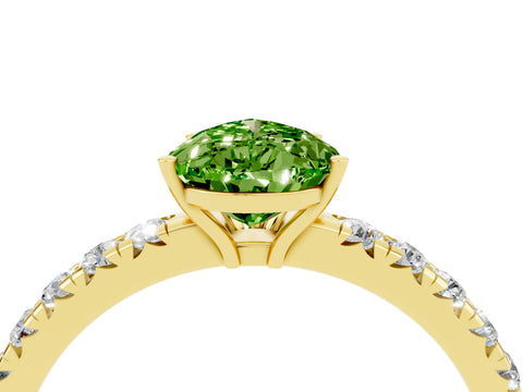 Yellow gold Pear Cut Peridot Pavé Solitaire Engagement Ring with Four-Prong Setting_16