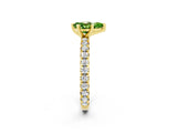Yellow gold Pear Cut Peridot Pavé Solitaire Ring with Round Band and Prong Setting_26