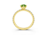 Yellow gold Pear Cut Peridot Pavé Solitaire Ring with Round Band and Prong Setting_27
