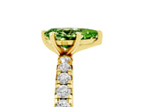 Yellow gold Pear Cut Peridot Pavé Solitaire Ring with Round Band and Prong Setting_29