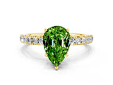 Yellow gold Pear Cut Peridot Pave Band Solitaire Ring with Four-Prong Setting_24
