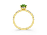 Yellow gold Pear Cut Peridot Pave Band Solitaire Ring with Four-Prong Setting_27