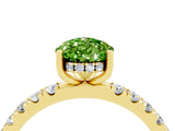 Yellow gold Pear Cut Peridot Pave Band Solitaire Ring with Four-Prong Setting_28