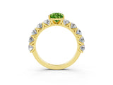 Yellow gold Pear Cut Peridot Prong Setting with Side Stones on a Pave Band_3
