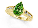 Yellow gold Pear Cut Peridot Ring with Milgrain Pavé Band and Four-Prong Setting_13