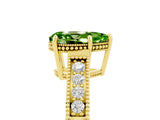 Yellow gold Pear Cut Peridot Ring with Milgrain Pavé Band and Four-Prong Setting_17
