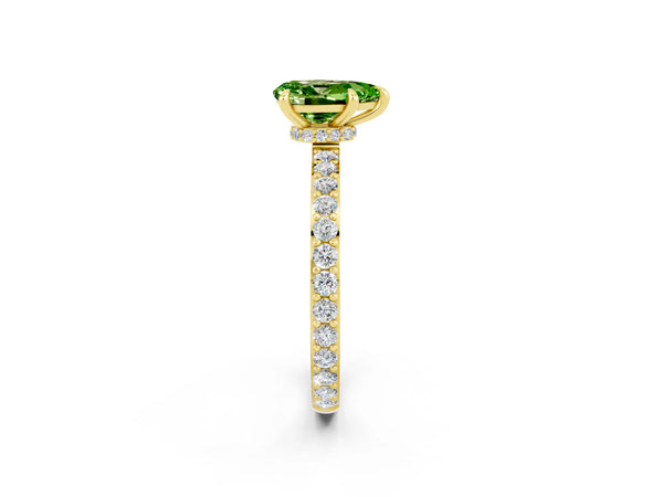 Yellow gold Pear Cut Peridot Pavé Engagement Ring with Round  Accents and Prong Setting
