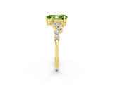 Yellow gold Pear Cut Peridot Scattered Round Accent Ring with Prong Setting_14