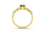 Yellow gold Pear Cut Peridot Scattered Round Accent Ring with Prong Setting_15