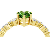 Yellow gold Pear Cut Peridot Scattered Round Accent Ring with Prong Setting_16