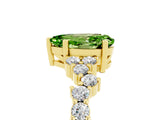 Yellow gold Pear Cut Peridot Scattered Round Accent Ring with Prong Setting_17