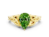 Yellow gold Pear Cut Peridot Solitaire Celtic Knot Ring with Four-Prong Setting_12