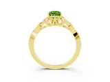 Yellow gold Pear Cut Peridot Solitaire Celtic Knot Ring with Four-Prong Setting_15