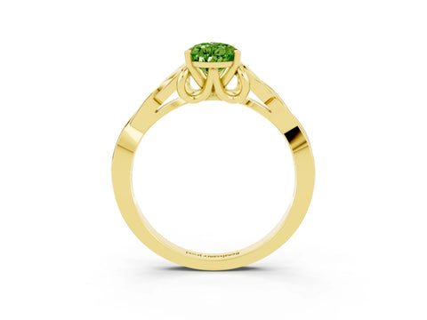 Yellow gold Pear Cut Peridot Solitaire Celtic Knot Ring with Four-Prong Setting_15