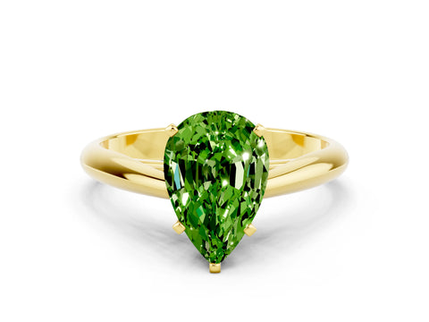 Yellow gold Pear Cut Peridot Solitaire Engagement Ring with Cathedral Setting and Four-Prong Mount_12