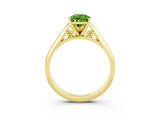 Yellow gold Pear Cut Peridot Solitaire Engagement Ring with Cathedral Setting and Four-Prong Mount_81