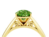 Yellow gold Pear Cut Peridot Solitaire Engagement Ring with Cathedral Setting and Four-Prong Mount_82