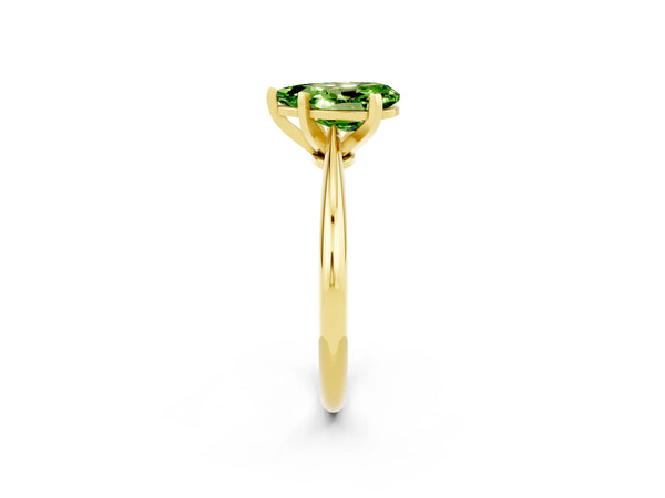 Yellow gold Pear Cut Peridot Solitaire Engagement Ring with Classic Band and Four-Prong Setting