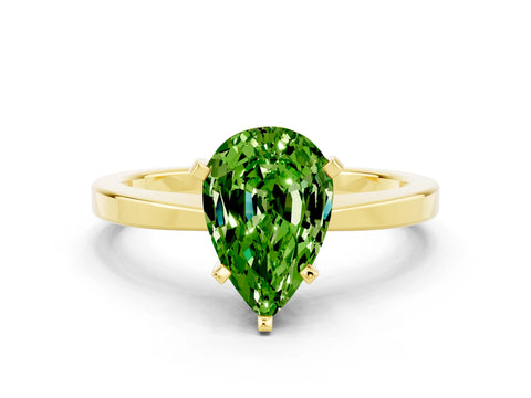 Yellow gold Pear Cut Peridot Solitaire Engagement Ring with Classic Band and Four-Prong Setting_24