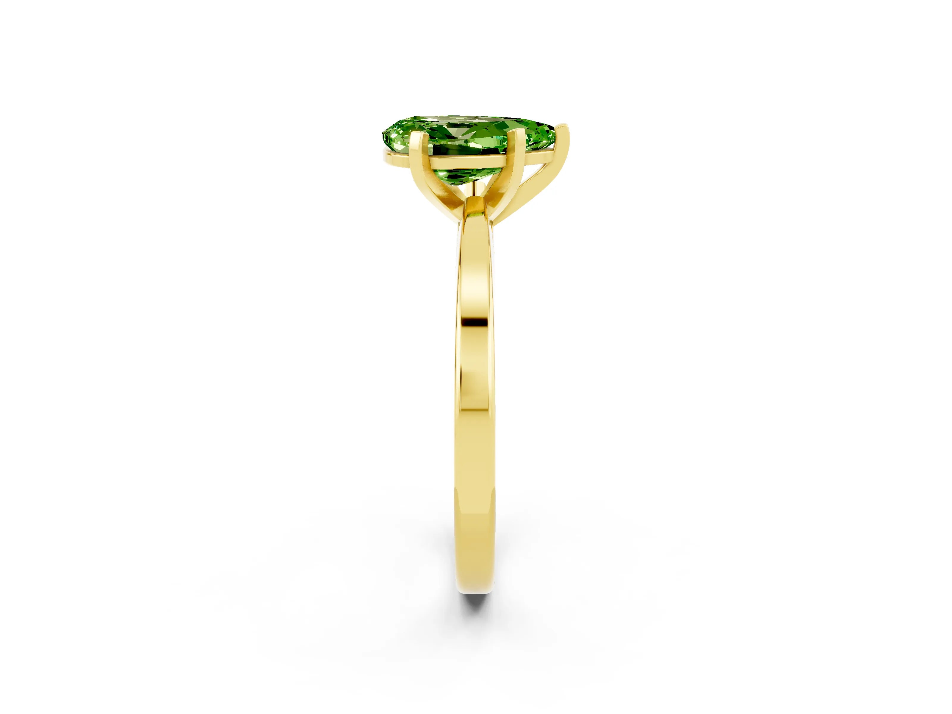 Yellow gold Pear Cut Peridot Solitaire Engagement Ring with Classic Band and Four-Prong Setting_26