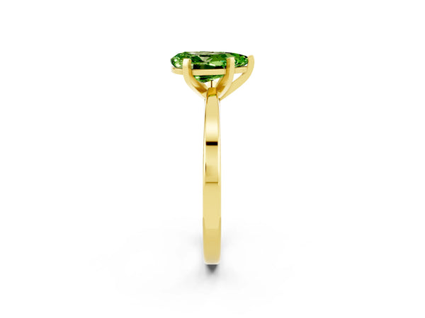 Yellow gold Pear Cut Peridot Solitaire Engagement Ring with Classic Band and Four-Prong Setting