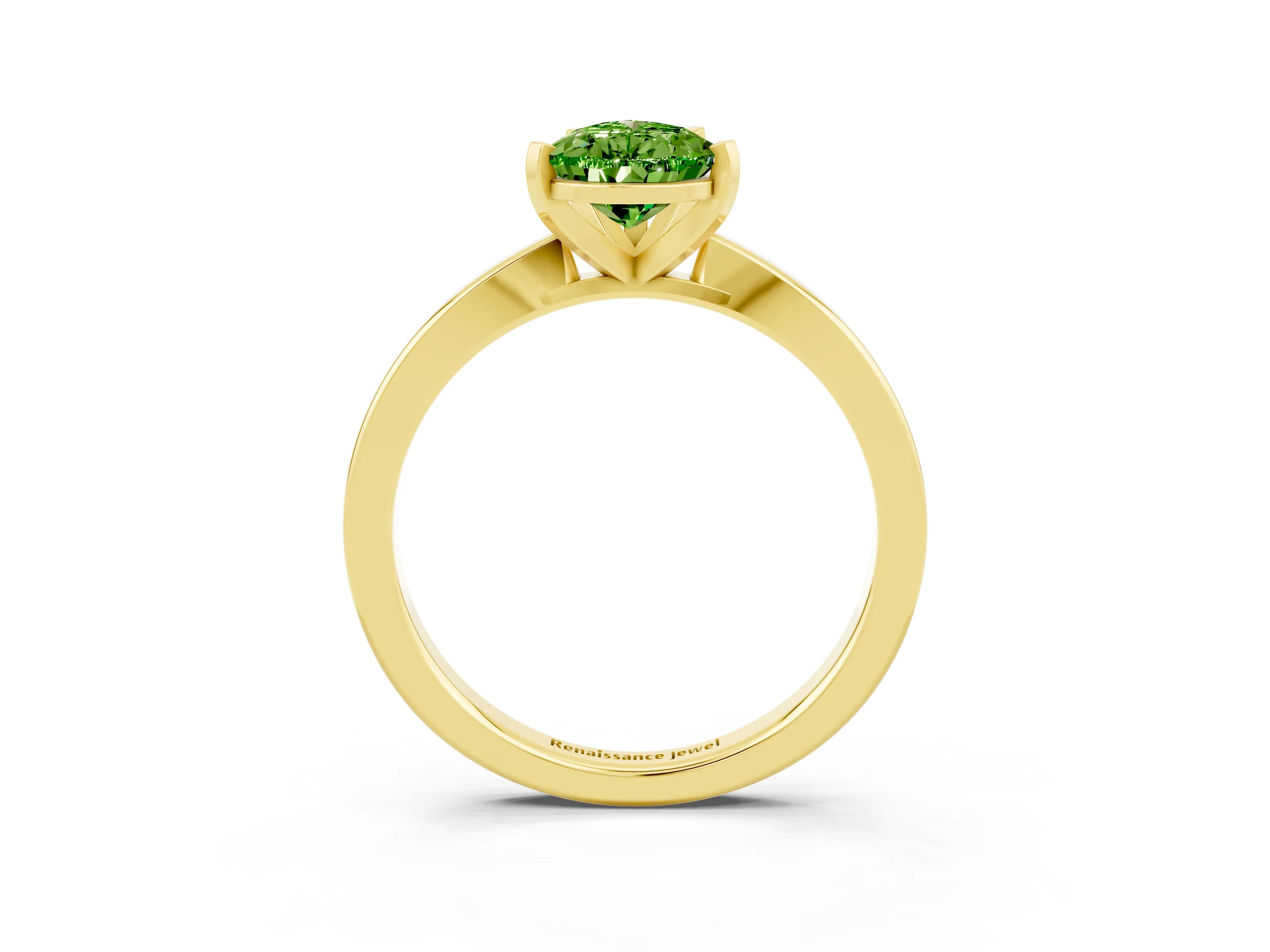 Yellow gold Pear Cut Peridot Solitaire Engagement Ring with Classic Band and Four-Prong Setting_27