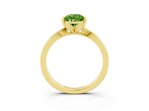 Yellow gold Pear Cut Peridot Solitaire Engagement Ring with Classic Band and Four-Prong Setting_27