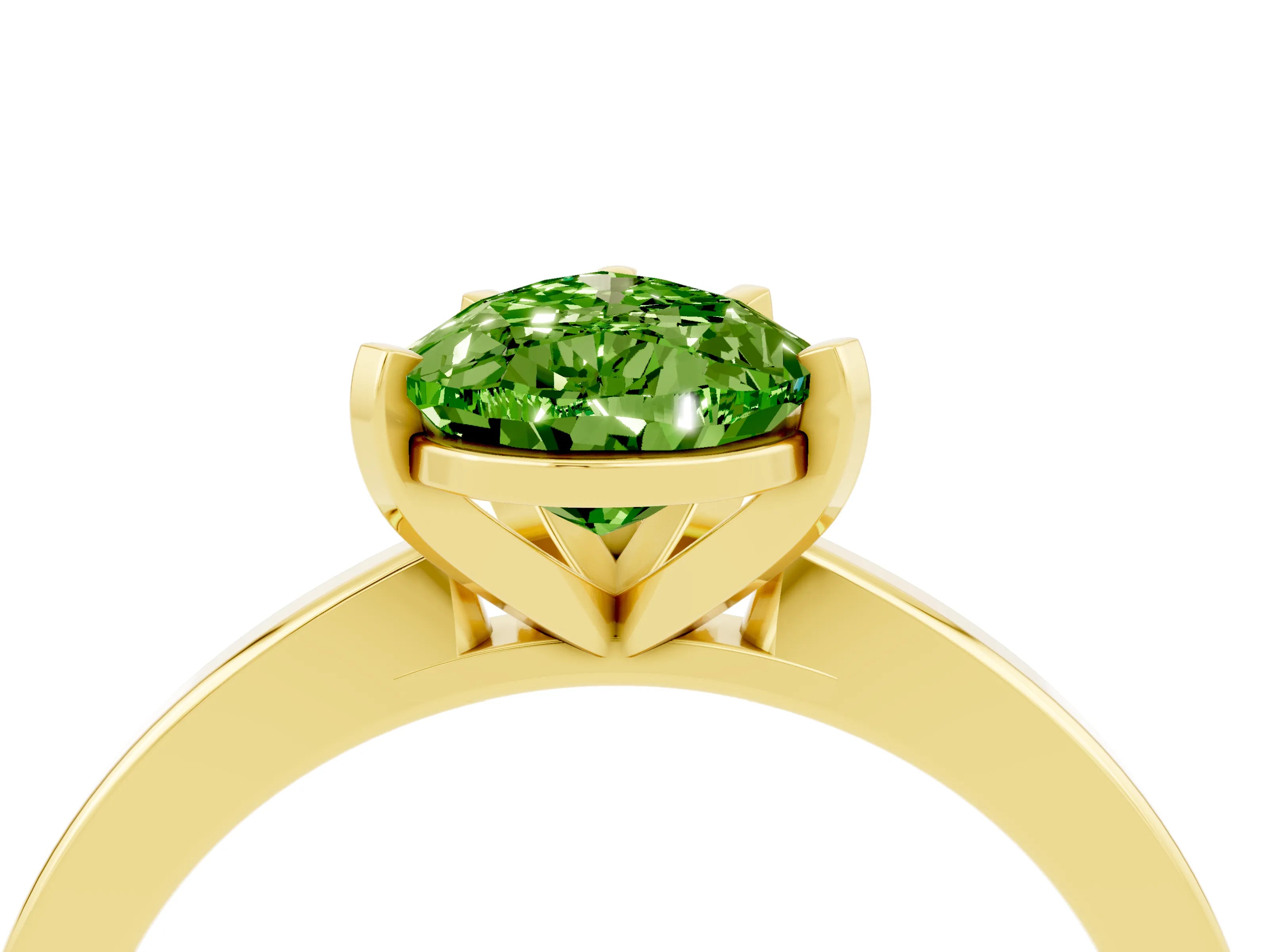 Yellow gold Pear Cut Peridot Solitaire Engagement Ring with Classic Band and Four-Prong Setting_28