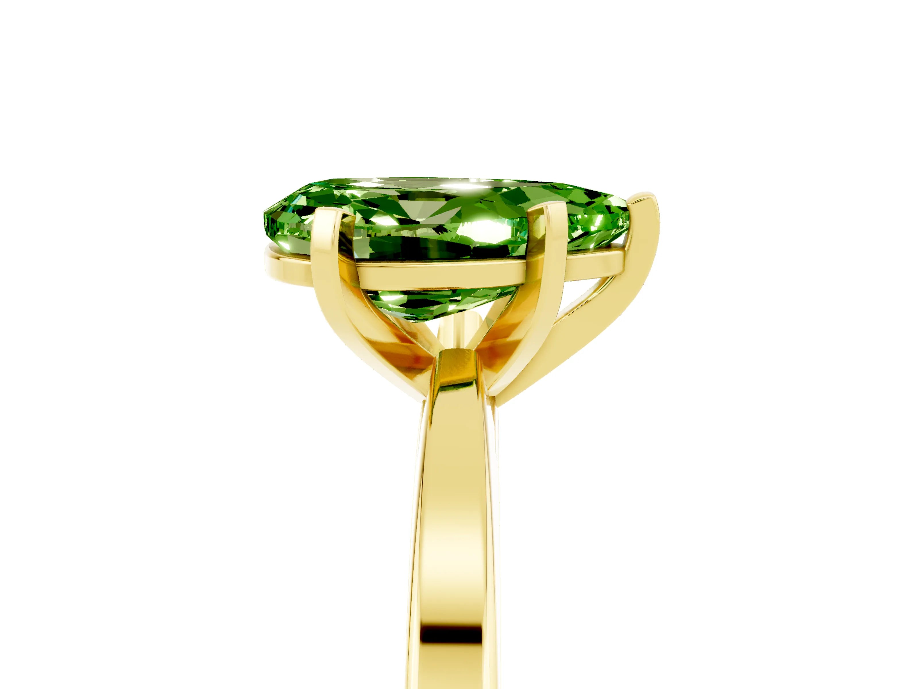Yellow gold Pear Cut Peridot Solitaire Engagement Ring with Classic Band and Four-Prong Setting_29