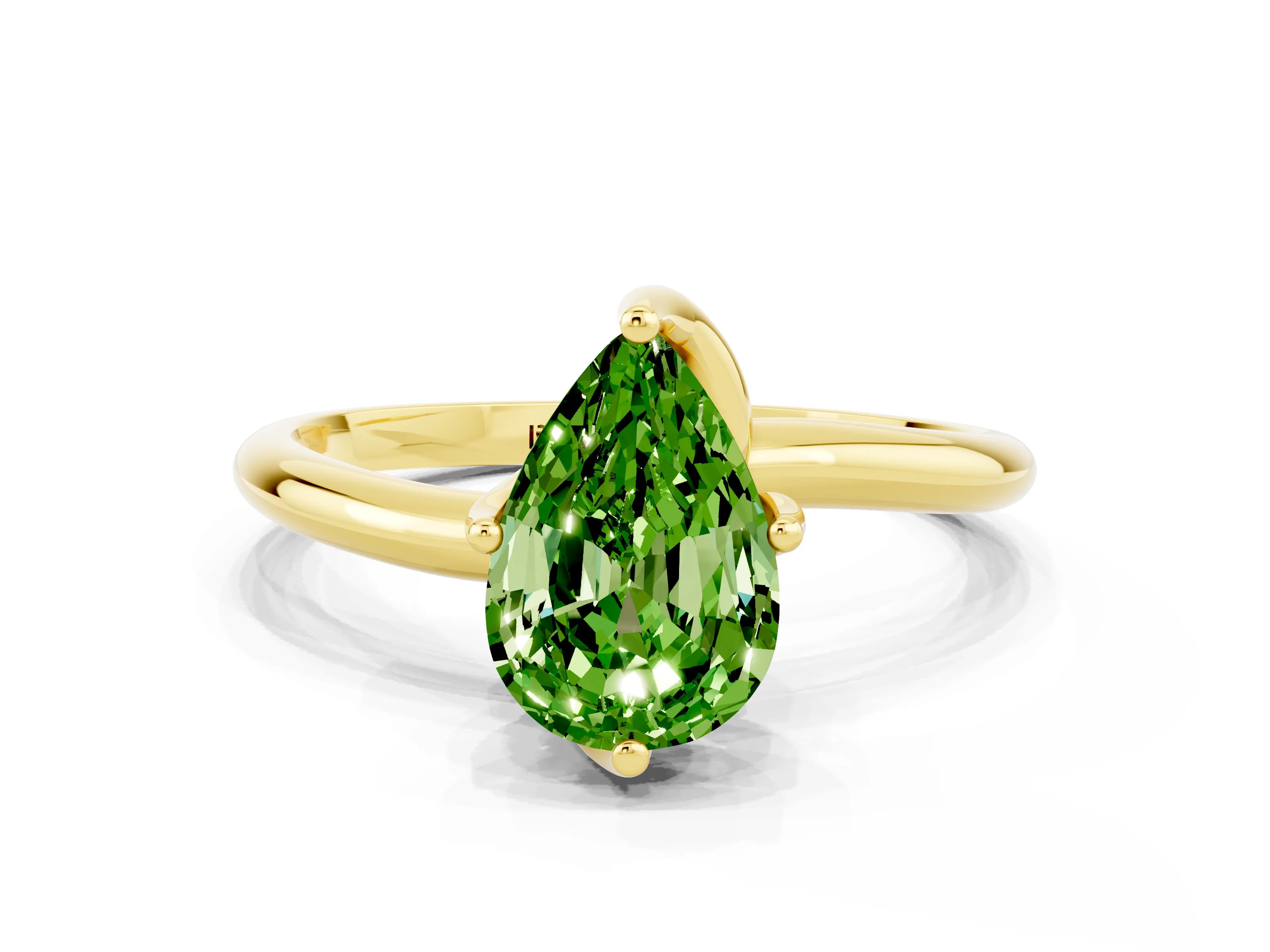 Yellow gold Pear Cut Peridot Solitaire Engagement Ring with Four-Prong Setting and Classic Band_12