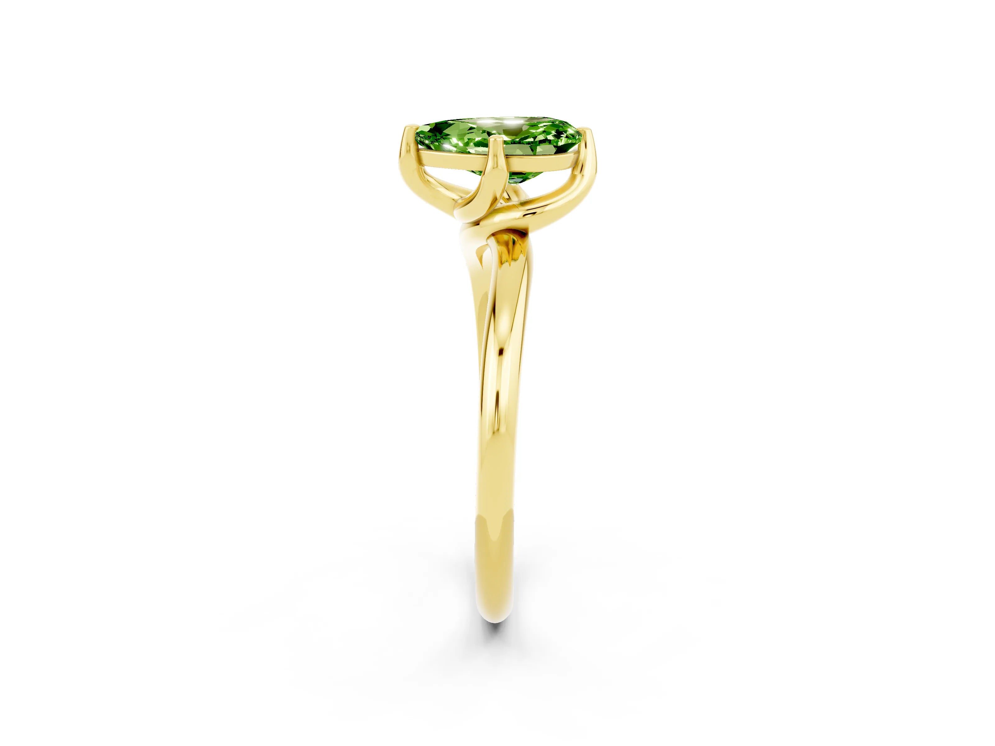 Yellow gold Pear Cut Peridot Solitaire Engagement Ring with Four-Prong Setting and Classic Band_14