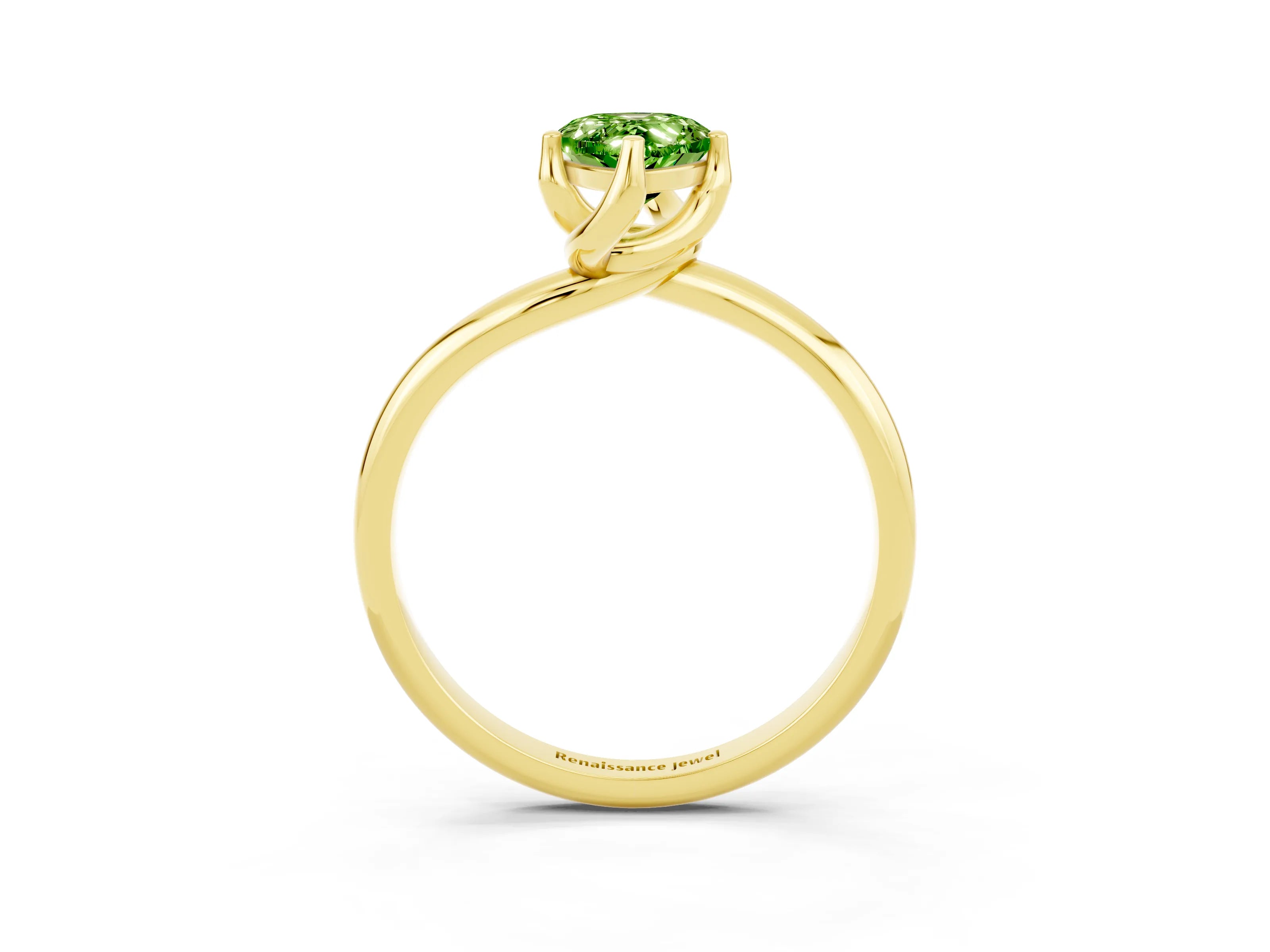 Yellow gold Pear Cut Peridot Solitaire Engagement Ring with Four-Prong Setting and Classic Band_15