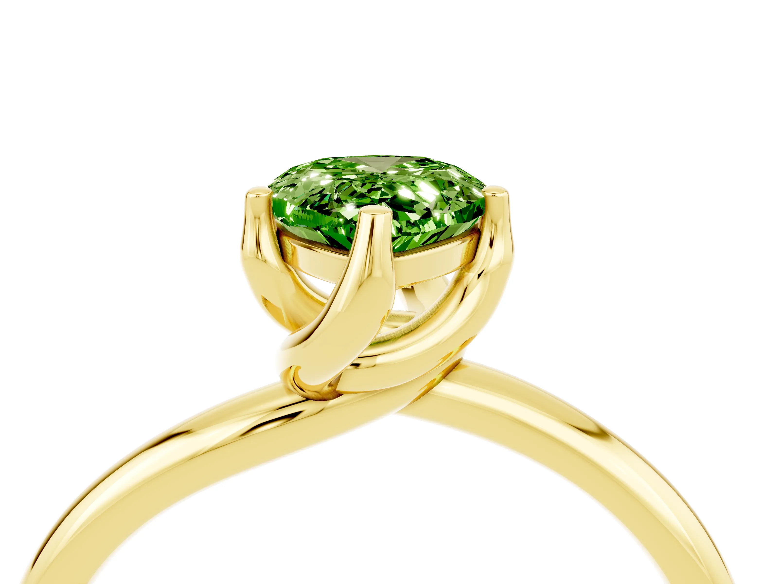 Yellow gold Pear Cut Peridot Solitaire Engagement Ring with Four-Prong Setting and Classic Band_16