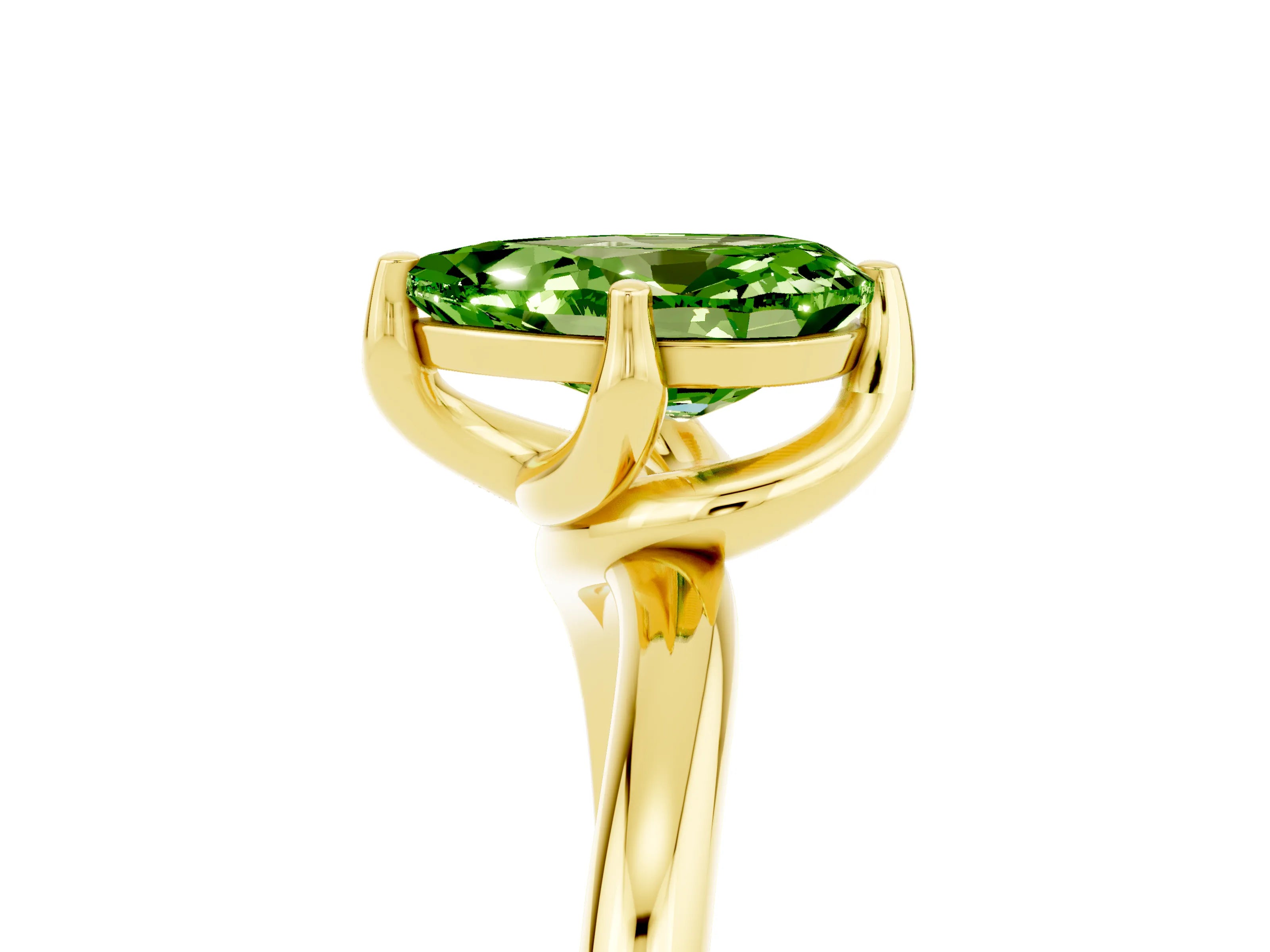 Yellow gold Pear Cut Peridot Solitaire Engagement Ring with Four-Prong Setting and Classic Band_17