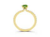 Yellow gold Pear Cut Peridot Solitaire Engagement Ring with Pavé Band and Four-Prong Setting_3