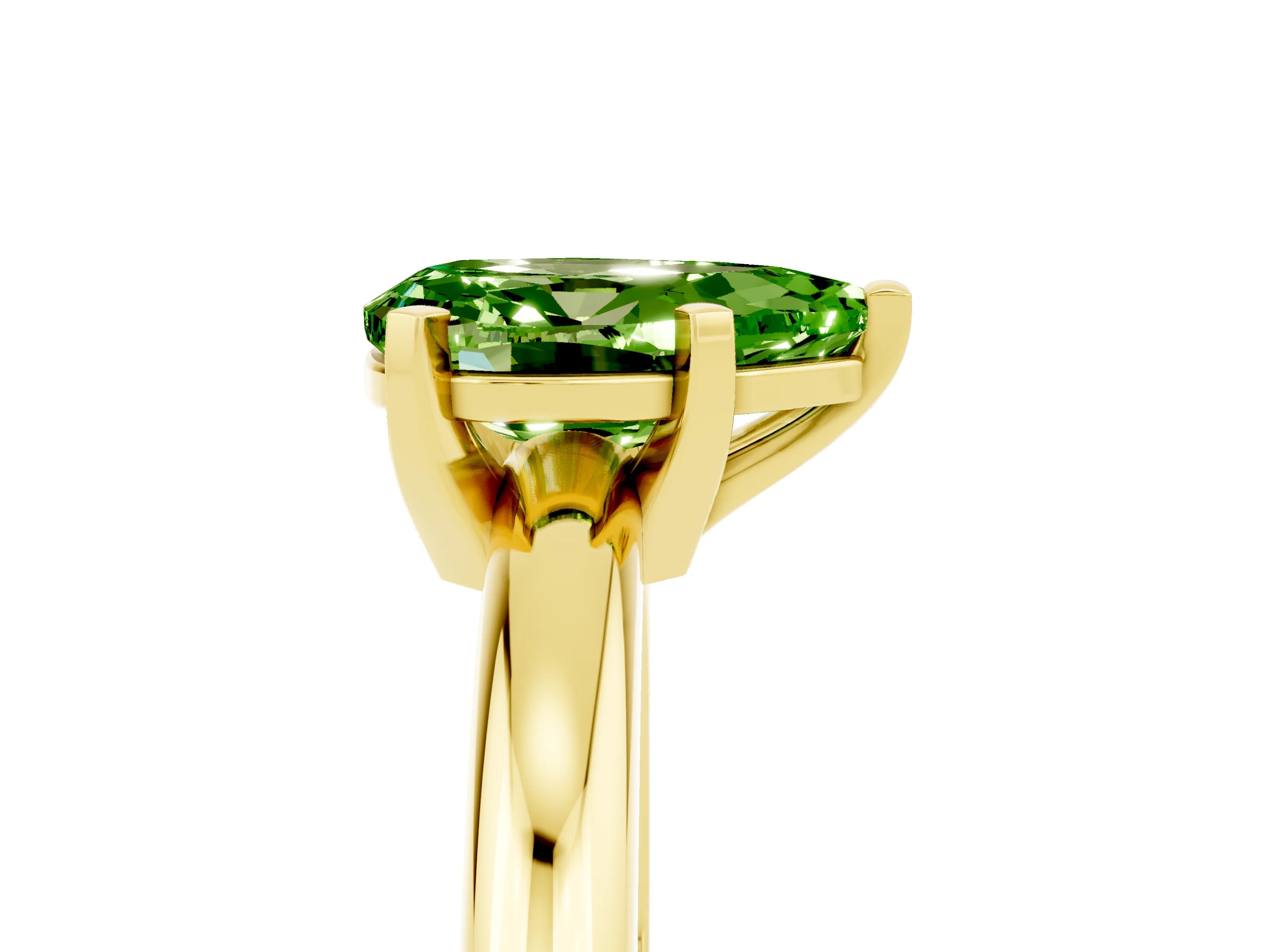 Yellow gold Pear Cut Peridot Solitaire Engagement Ring with Round Band and Four-Prong Setting_5