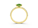 Yellow gold Pear Cut Peridot Solitaire Pavé Band with Four-Prong Setting_3