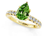 Yellow gold Pear Cut Peridot Solitaire Pavé Engagement Ring with Round Band and Prong Setting_13