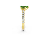 Yellow gold Pear Cut Peridot Solitaire Pavé Engagement Ring with Round Band and Prong Setting_14