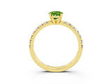 Yellow gold Pear Cut Peridot Solitaire Pavé Engagement Ring with Round Band and Prong Setting_15