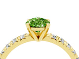 Yellow gold Pear Cut Peridot Solitaire Pavé Engagement Ring with Round Band and Prong Setting_16