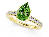 Yellow gold Pear Cut Peridot Solitaire Pavé Engagement Ring with Round Band and Prong Setting_67