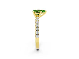 Yellow gold Pear Cut Peridot Solitaire Pavé Engagement Ring with Round Band and Prong Setting_68